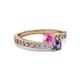 2 - Olena Pink Sapphire and Iolite with Side Diamonds Bypass Ring 