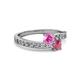 2 - Olena Pink Sapphire and Rhodolite Garnet with Side Diamonds Bypass Ring 