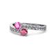 1 - Olena Pink Sapphire and Rhodolite Garnet with Side Diamonds Bypass Ring 