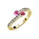 3 - Olena Pink Sapphire and Rhodolite Garnet with Side Diamonds Bypass Ring 