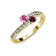 3 - Olena Pink Sapphire and Red Garnet with Side Diamonds Bypass Ring 
