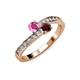 3 - Olena Pink Sapphire and Red Garnet with Side Diamonds Bypass Ring 