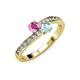 3 - Olena Pink Sapphire and Aquamarine with Side Diamonds Bypass Ring 