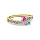 2 - Olena Pink Sapphire and Aquamarine with Side Diamonds Bypass Ring 