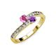3 - Olena Pink Sapphire and Amethyst with Side Diamonds Bypass Ring 