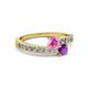 2 - Olena Pink Sapphire and Amethyst with Side Diamonds Bypass Ring 