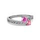 2 - Olena Pink Sapphire and Pink Tourmaline with Side Diamonds Bypass Ring 