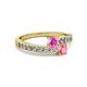 2 - Olena Pink Sapphire and Pink Tourmaline with Side Diamonds Bypass Ring 