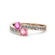 1 - Olena Pink Sapphire and Pink Tourmaline with Side Diamonds Bypass Ring 