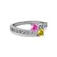 2 - Olena Pink and Yellow Sapphire with Side Diamonds Bypass Ring 