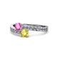 1 - Olena Pink and Yellow Sapphire with Side Diamonds Bypass Ring 