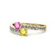1 - Olena Pink and Yellow Sapphire with Side Diamonds Bypass Ring 