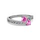 2 - Olena Pink Sapphire with Side Diamonds Bypass Ring 