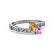 2 - Olena Citrine and Pink Sapphire with Side Diamonds Bypass Ring 