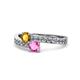 1 - Olena Citrine and Pink Sapphire with Side Diamonds Bypass Ring 