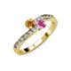 3 - Olena Citrine and Pink Sapphire with Side Diamonds Bypass Ring 