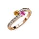3 - Olena Citrine and Pink Sapphire with Side Diamonds Bypass Ring 