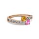 2 - Olena Citrine and Pink Sapphire with Side Diamonds Bypass Ring 
