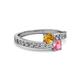 2 - Olena Citrine and Pink Tourmaline with Side Diamonds Bypass Ring 