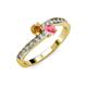 3 - Olena Citrine and Pink Tourmaline with Side Diamonds Bypass Ring 