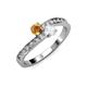 3 - Olena Citrine and White Sapphire with Side Diamonds Bypass Ring 