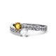 1 - Olena Citrine and White Sapphire with Side Diamonds Bypass Ring 