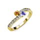 3 - Olena Citrine and Tanzanite with Side Diamonds Bypass Ring 
