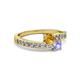 2 - Olena Citrine and Tanzanite with Side Diamonds Bypass Ring 