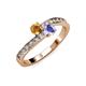3 - Olena Citrine and Tanzanite with Side Diamonds Bypass Ring 
