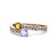 1 - Olena Citrine and Tanzanite with Side Diamonds Bypass Ring 