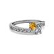 2 - Olena Citrine and Diamond with Side Diamonds Bypass Ring 