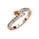 3 - Olena Citrine and Diamond with Side Diamonds Bypass Ring 