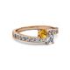 2 - Olena Citrine and Diamond with Side Diamonds Bypass Ring 