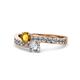 1 - Olena Citrine and Diamond with Side Diamonds Bypass Ring 