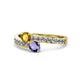 1 - Olena Citrine and Iolite with Side Diamonds Bypass Ring 