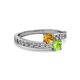 2 - Olena Citrine and Peridot with Side Diamonds Bypass Ring 