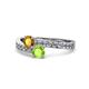 1 - Olena Citrine and Peridot with Side Diamonds Bypass Ring 