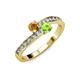 3 - Olena Citrine and Peridot with Side Diamonds Bypass Ring 