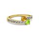 2 - Olena Citrine and Peridot with Side Diamonds Bypass Ring 