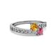 2 - Olena Citrine and Rhodolite Garnet with Side Diamonds Bypass Ring 
