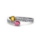 1 - Olena Citrine and Rhodolite Garnet with Side Diamonds Bypass Ring 