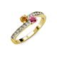 3 - Olena Citrine and Rhodolite Garnet with Side Diamonds Bypass Ring 