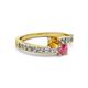 2 - Olena Citrine and Rhodolite Garnet with Side Diamonds Bypass Ring 