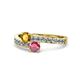 1 - Olena Citrine and Rhodolite Garnet with Side Diamonds Bypass Ring 