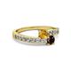 2 - Olena Citrine and Red Garnet with Side Diamonds Bypass Ring 