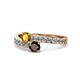 1 - Olena Citrine and Red Garnet with Side Diamonds Bypass Ring 