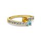 2 - Olena Citrine and Aquamarine with Side Diamonds Bypass Ring 