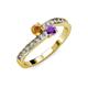 3 - Olena Citrine and Amethyst with Side Diamonds Bypass Ring 