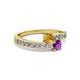 2 - Olena Citrine and Amethyst with Side Diamonds Bypass Ring 