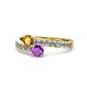 1 - Olena Citrine and Amethyst with Side Diamonds Bypass Ring 